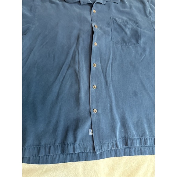 Tommy Bahama Blue Shirt Mens XL 100% Silk Short Sleeve Button-Up - Picture 13 of 15